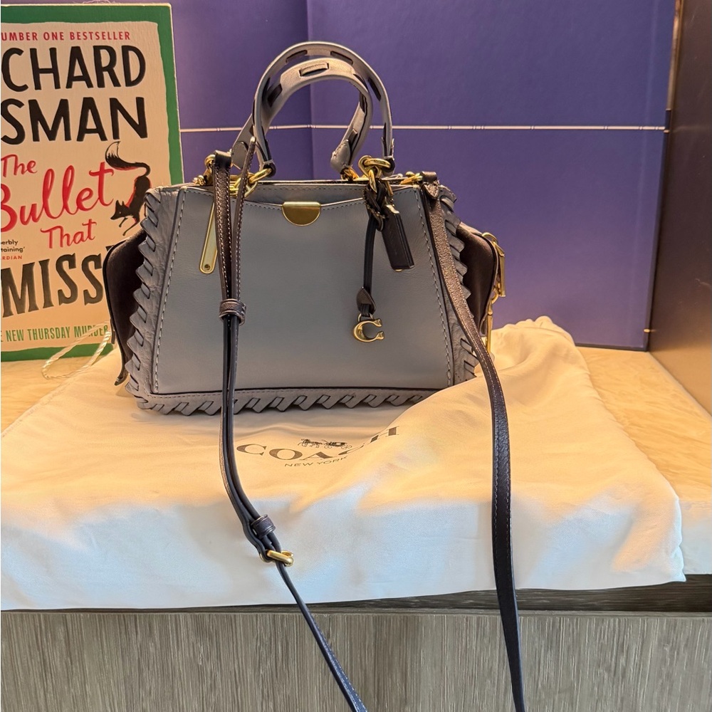 Coach Dreamer 21 in Light Blue with Navy Trim